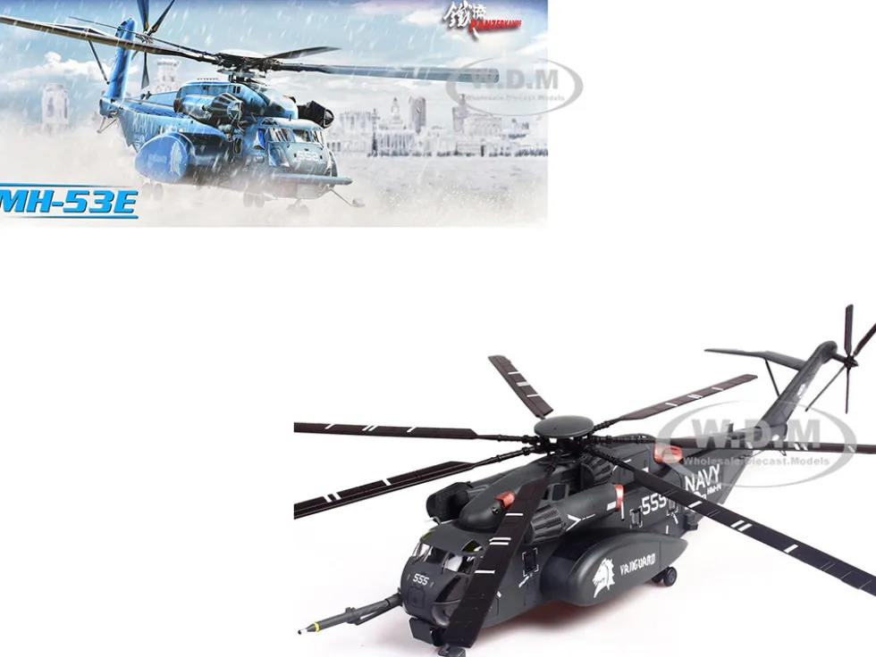 Sikorsky MH-53E Sea Dragon Helicopter "United States Navy, Vanguard, Tail Number 555" Dark Gray 1/72 Diecast Model by Panzerkampf
