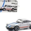 Singer 964 Silver Metallic with Blue and Red Stripes 1/64 Diecast Model Car by Pop Race