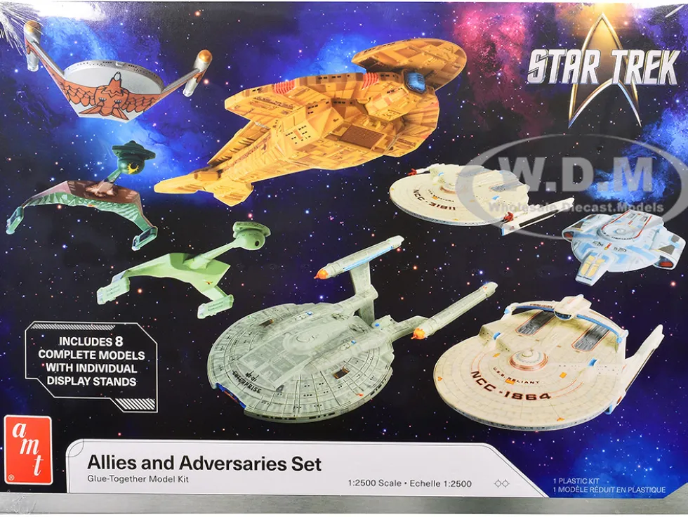 Skill 2 Model Kit Allies and Adversaries Space Ship Set "Star Trek" Franchise 1/2500 Scale Model by AMT