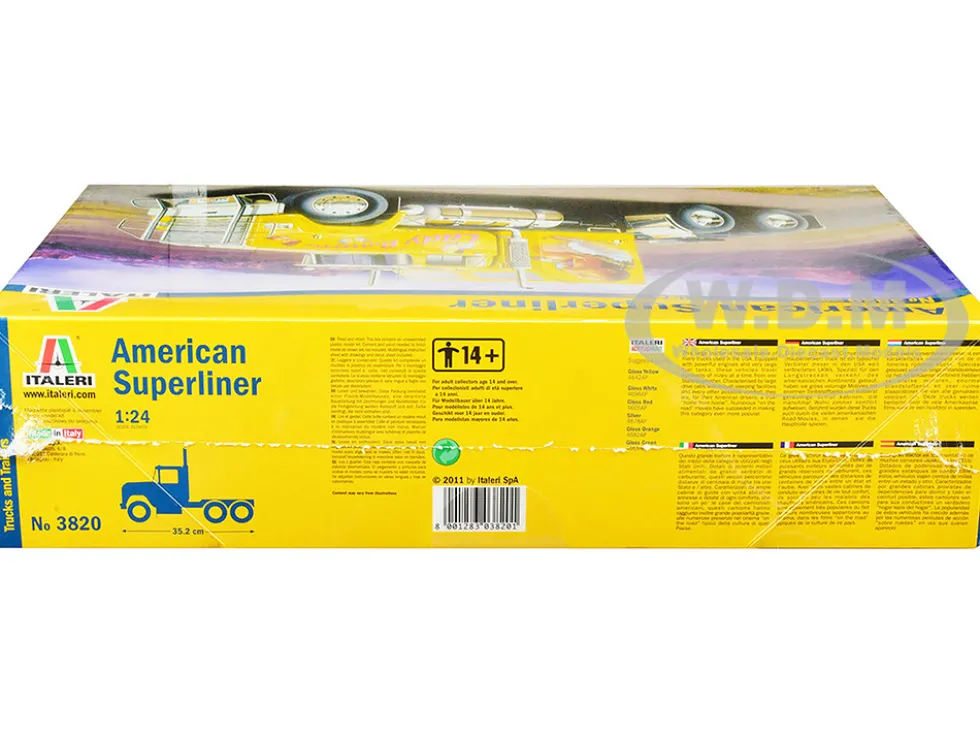 Skill 5 Model Kit American Superliner Truck Tractor Lady Butterfly 1/24 Scale Model Italeri 3820