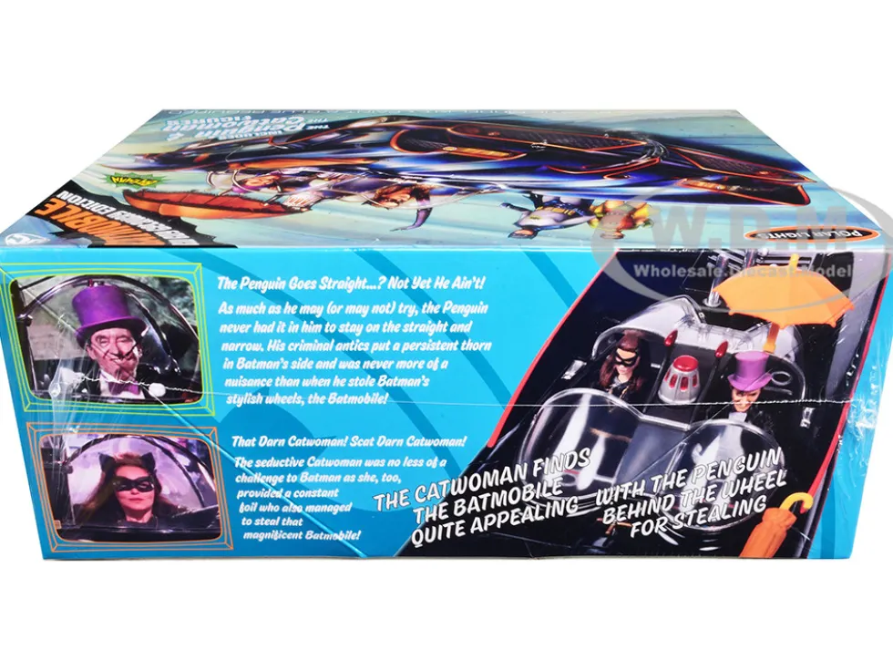 Skill 2 Model Kit 1966 Batmobile Bad Guy Getaway Edition Penguin Catwoman Figures Batman 1966-1968 TV Series 1/25 Scale Model Polar Lights POL998