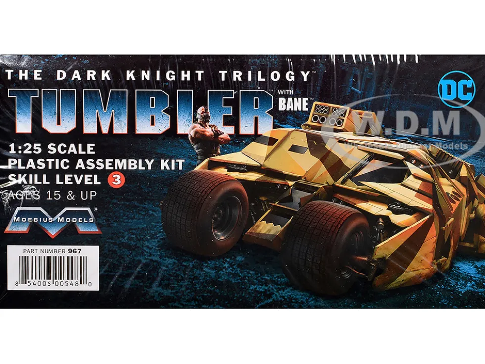 Skill 3 Model Kit Batmobile Tumbler with Bane Figure "Batman Dark Knight Trilogy" Movie Franchise 1/25 Scale Model by Moebius