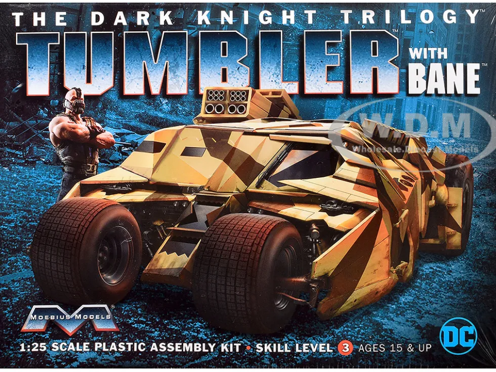 Skill 3 Model Kit Batmobile Tumbler with Bane Figure "Batman Dark Knight Trilogy" Movie Franchise 1/25 Scale Model by Moebius