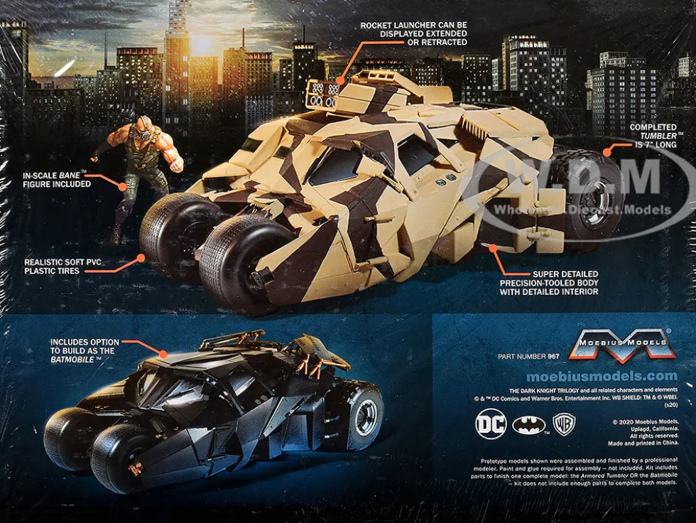 Skill 3 Model Kit Batmobile Tumbler with Bane Figure "Batman Dark Knight Trilogy" Movie Franchise 1/25 Scale Model by Moebius