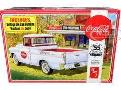 Skill 3 Model Kit 1955 Chevrolet Cameo Pickup Truck Coca Cola Vintage Vending Machine and Dolly 1/25 Scale Model AMT AMT1094