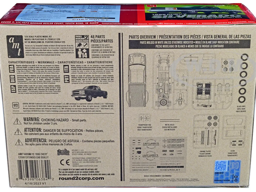 Skill 2 Model Kit 1996 Chevrolet C3500 Extended Cab Dually Pickup Truck Easy Build 1/25 Scale Model AMT AMT1409M