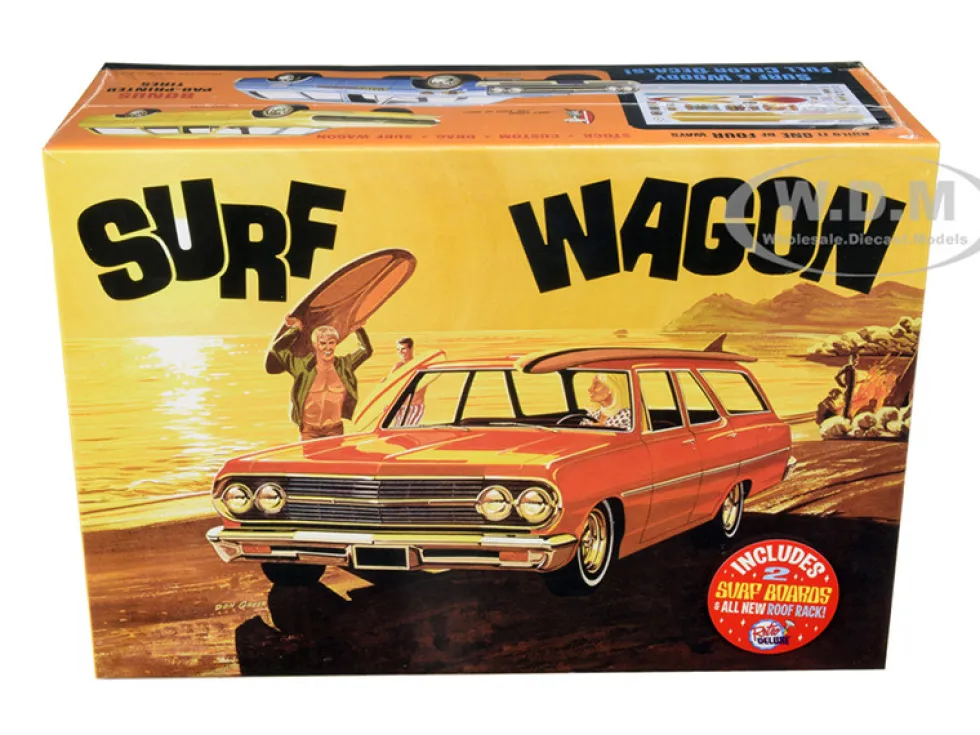 Skill 2 Model Kit 1965 Chevrolet Chevelle Surf Wagon Two Surf Boards 4 in 1 Kit 1/25 Scale Model AMT AMT1131