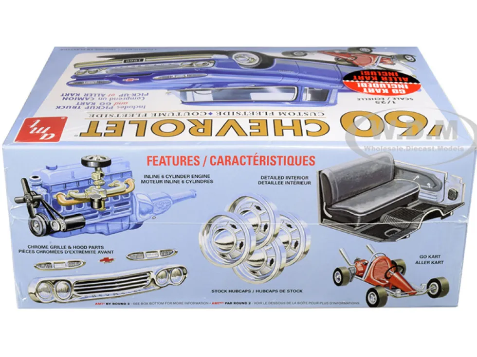 Skill 2 Model Kit 1960 Chevrolet Custom Fleetside Pickup Truck Go Kart 1/25 Scale Model AMT AMT1063 M