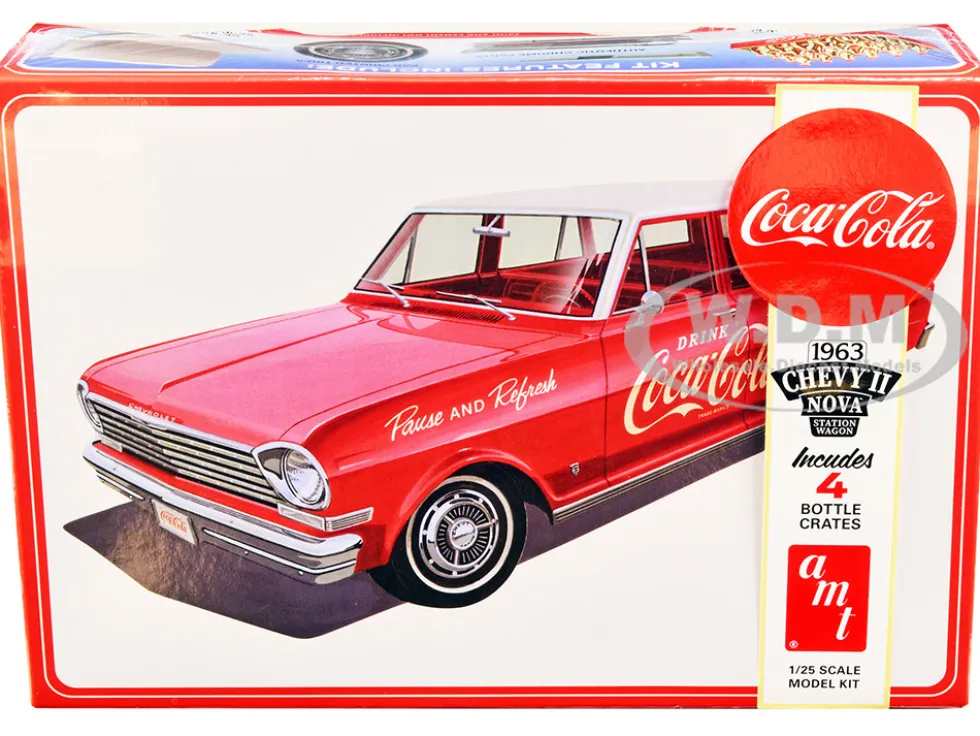 Skill 3 Model Kit 1963 Chevrolet II Nova Wagon Coca Cola 1/25 Scale Model AMT AMT1353