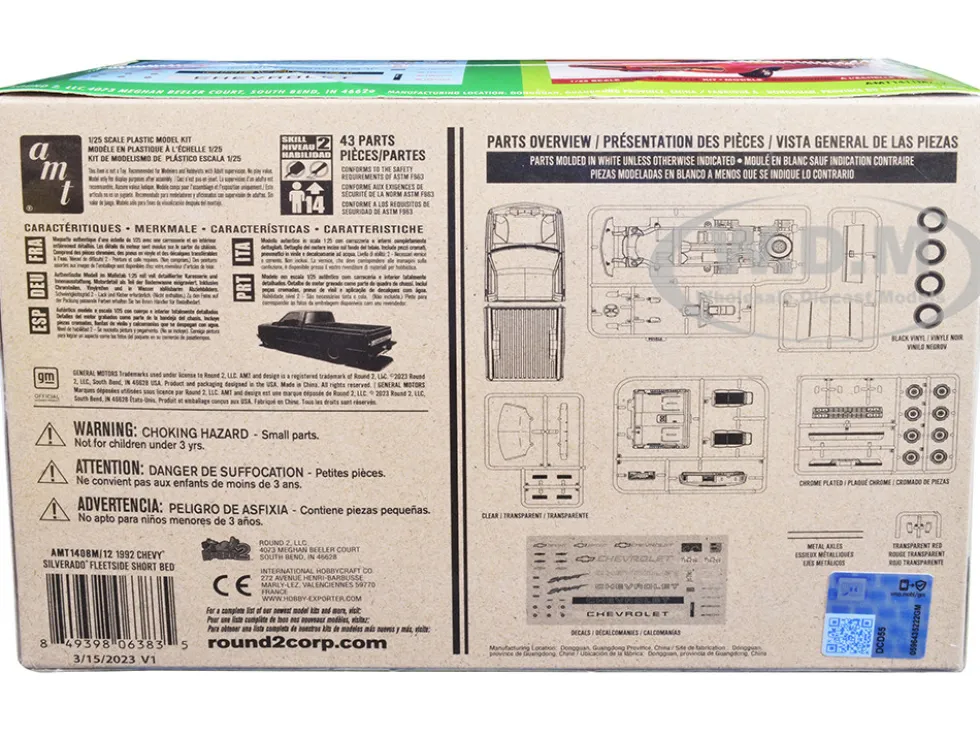 Skill 2 Model Kit 1992 Chevrolet Silverado C1500 Fleetside Short Bed Pickup Truck Easy Build 1/25 Scale Model AMT AMT1408M