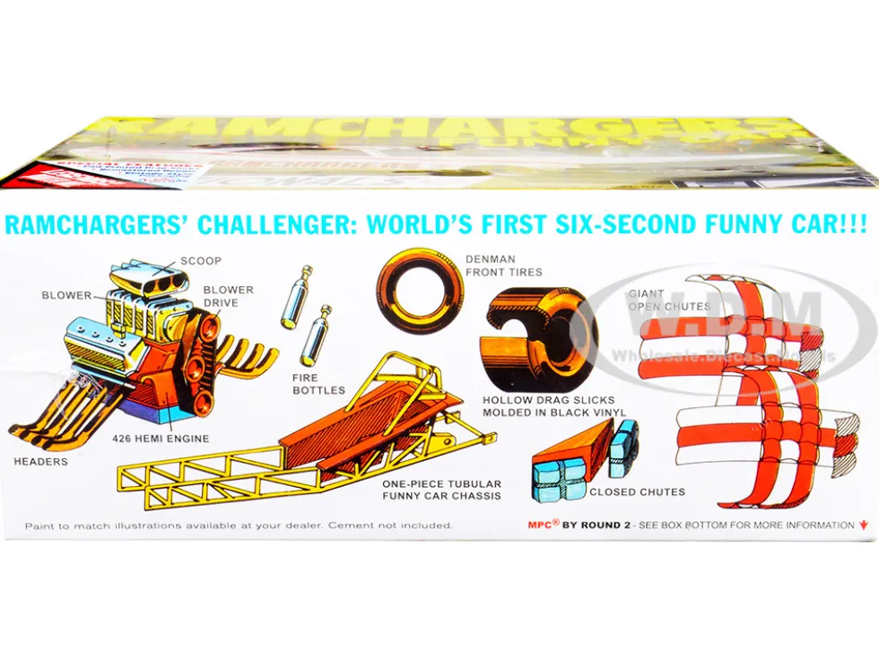 Skill 2 Model Kit Dodge Challenger Ramchargers Funny Car Legends of the Quarter Mile 1/25 Scale Model MPC MPC964