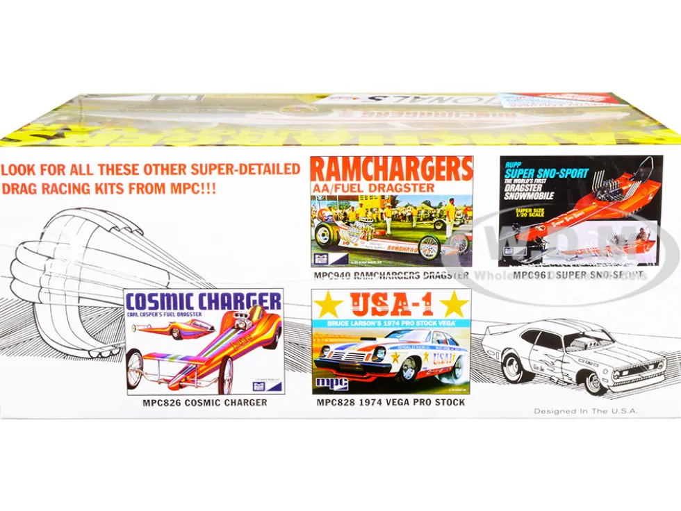 Skill 2 Model Kit Dodge Challenger Ramchargers Funny Car Legends of the Quarter Mile 1/25 Scale Model MPC MPC964