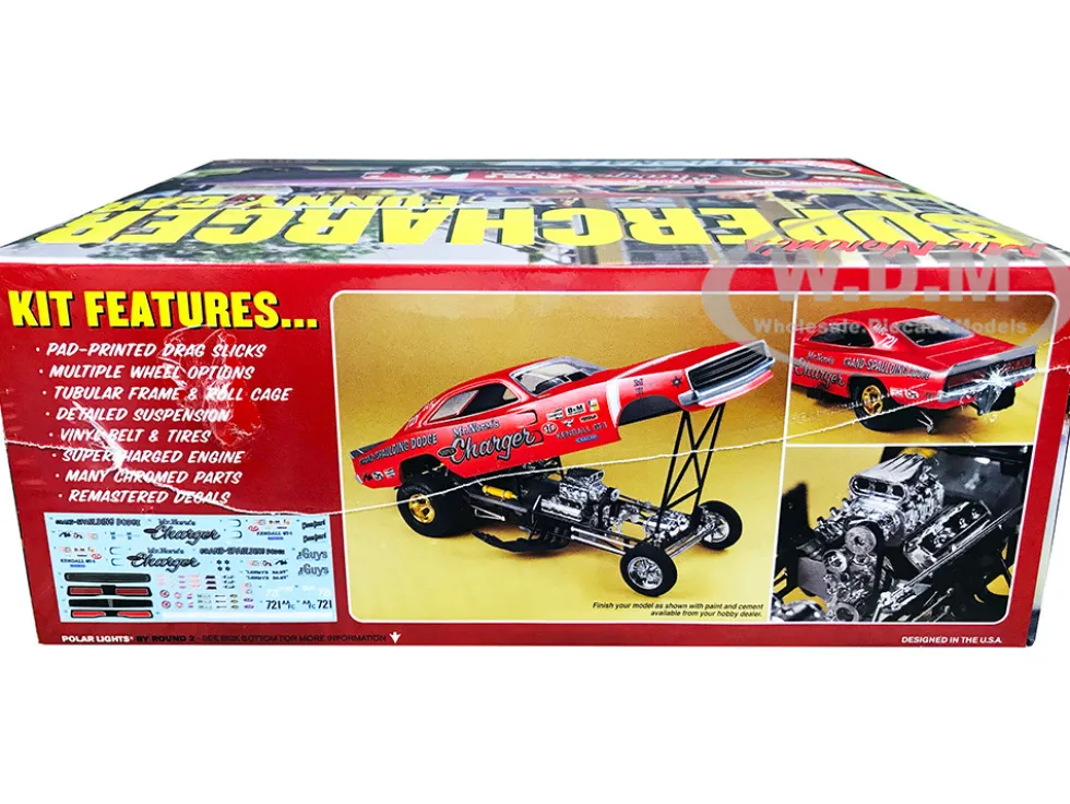 Skill 2 Model Kit 1969 Dodge Charger Funny Car Mr. Norm's Supercharger Legends of the Quarter Mile 1/25 Scale Model Polar Lights POL989