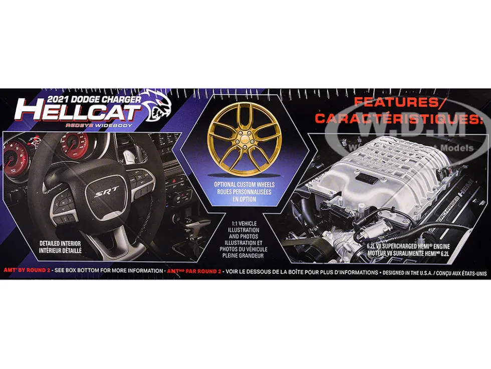 Skill 2 Model Kit 2021 Dodge Charger Hellcat Redeye Widebody 1/25 Scale Model by AMT