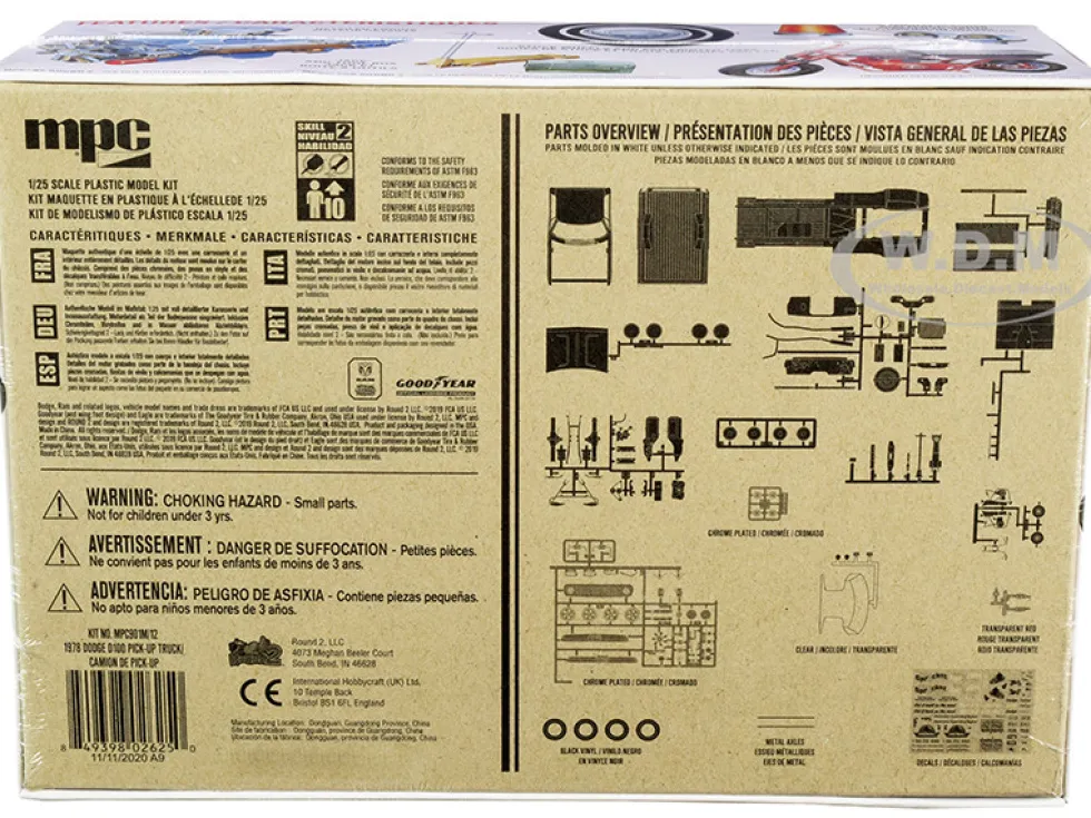 Skill 2 Model Kit 1978 Dodge D100 Pickup Truck Mini Bike 1/25 Scale Model MPC MPC901 M