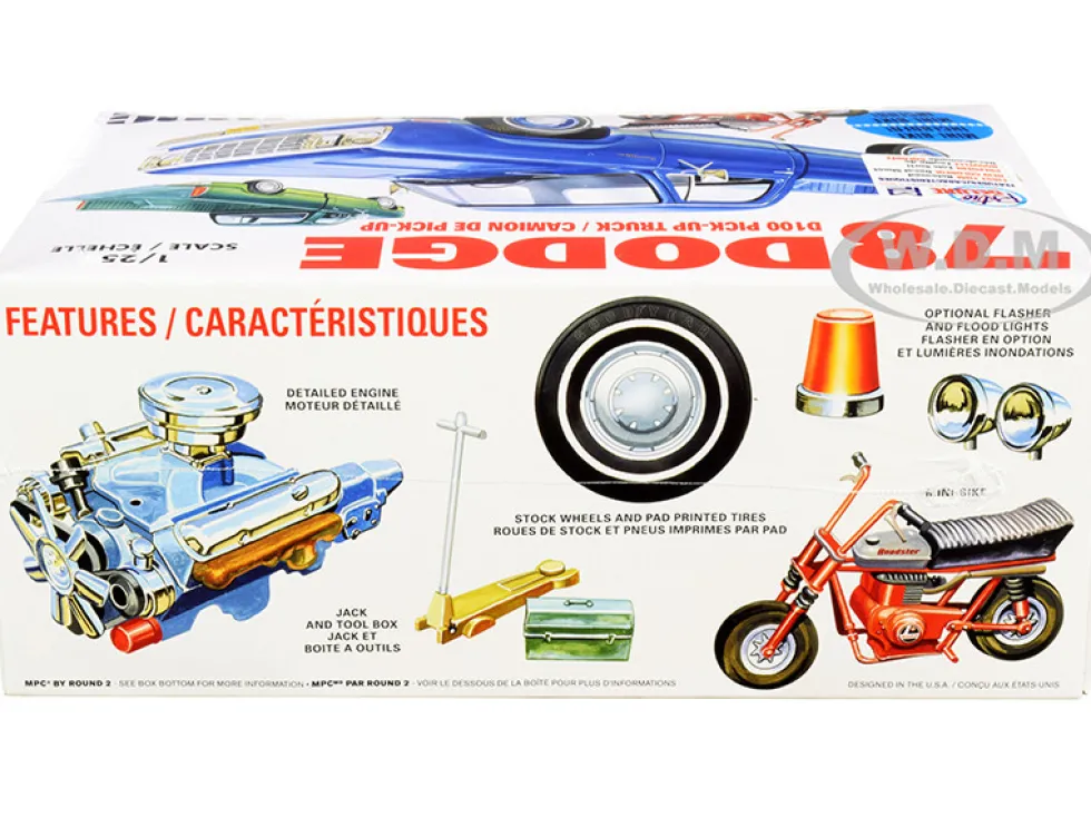 Skill 2 Model Kit 1978 Dodge D100 Pickup Truck Mini Bike 1/25 Scale Model MPC MPC901 M