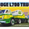 Skill 3 Model Kit 1966 Dodge L700 Truck with Flatbed Racing Trailer 1/25 Scale Model AMT AMT1368