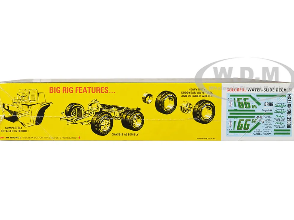 Skill 3 Model Kit 1966 Dodge L700 Truck with Flatbed Racing Trailer 1/25 Scale Model AMT AMT1368