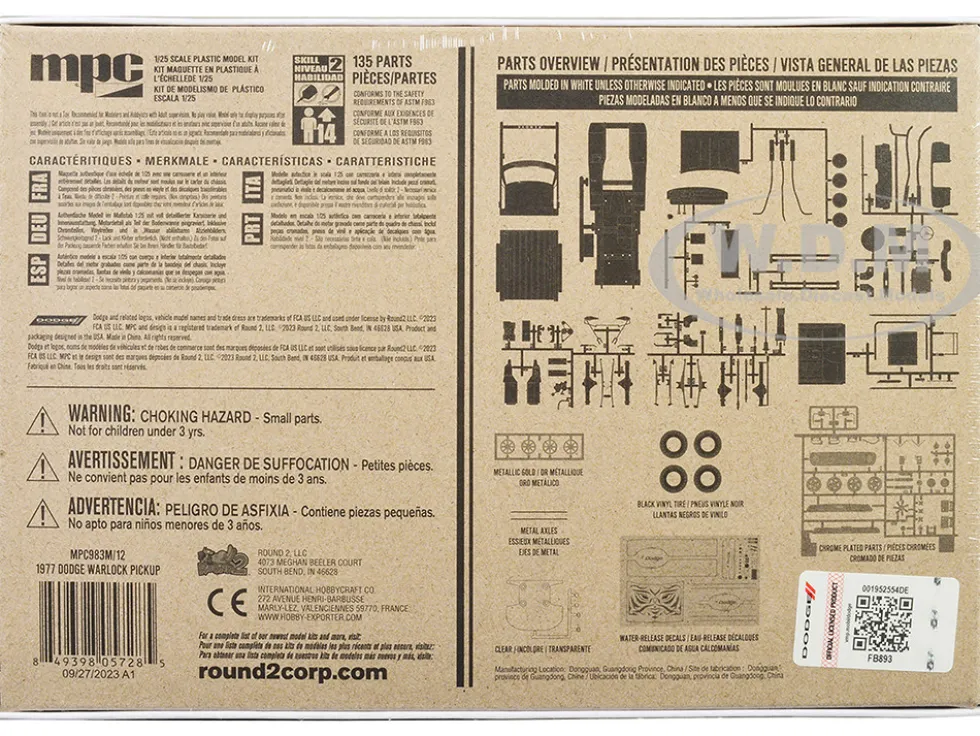 Skill 2 Model Kit 1977 Dodge Warlock Stepside Pickup Truck 1/25 Scale Model MPC MPC983M