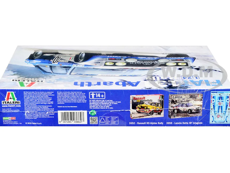 Skill 3 Model Kit Fiat 131 Abarth Rally #10 Winner Montecarlo Rally 1980 1/24 Scale Model Italeri 3662