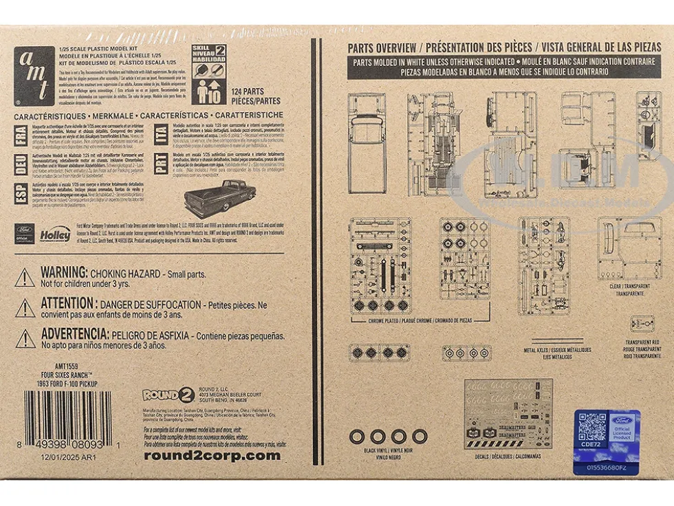 Skill 2 Model Kit 1963 Ford F-100 Pickup Truck "Four Sixes Ranch" 3-in-1 Kit 1/25 Scale Model by AMT