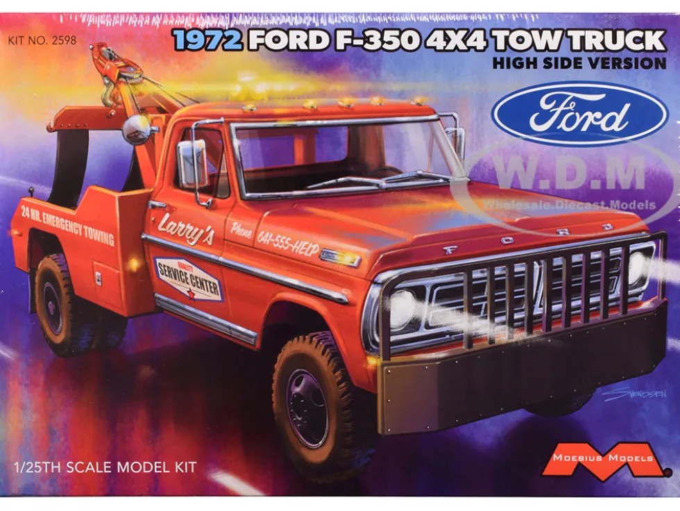 Skill 3 Model Kit 1972 Ford F-350 4x4 Tow Truck High Side Version 1/25 Scale Model by Moebius