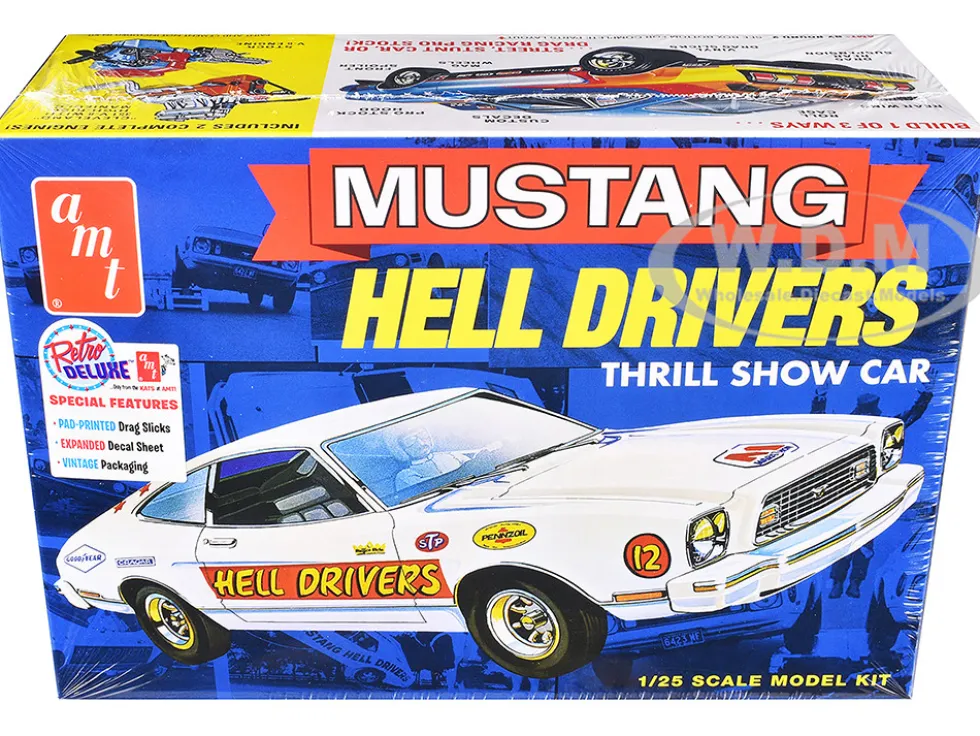 Skill 2 Model Kit 1977 Ford Mustang "Hell Drivers" Thrill Show Car 1/25 Scale Model by AMT