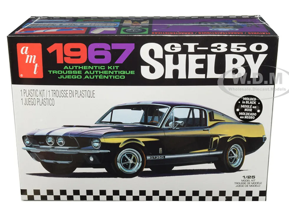 Skill 2 Model Kit 1967 Ford Mustang Shelby GT350 Black 1/25 Scale Model AMT AMT834 M