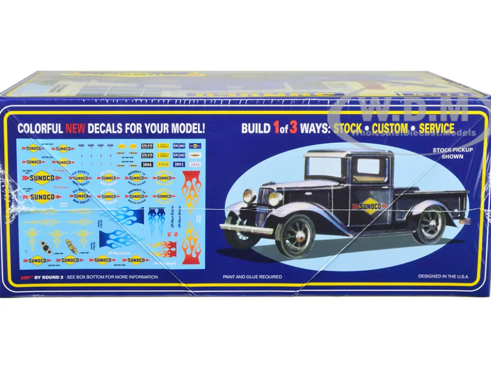 Skill 2 Model Kit 1934 Ford Pickup Truck Sunoco 3 in 1 Kit 1/25 Scale Model AMT AMT1289