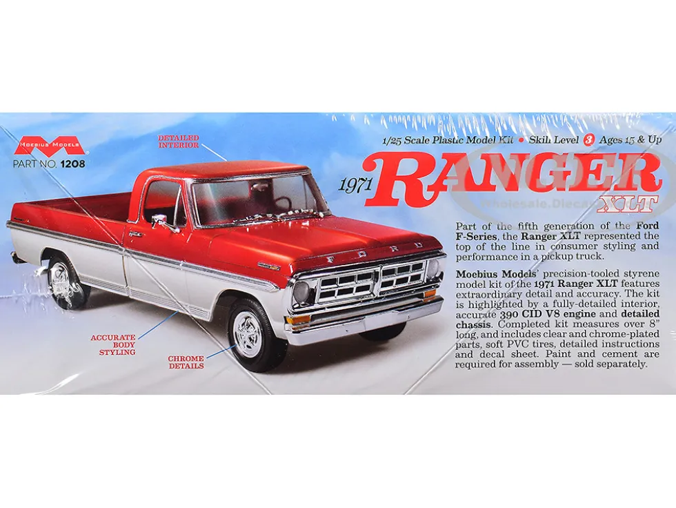 Skill 3 Model Kit 1971 Ford Ranger XLT Pickup Truck 1/25 Scale Model by Moebius