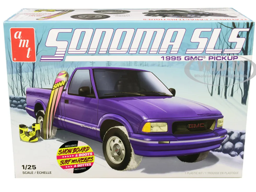 Skill 2 Model Kit 1995 GMC Sonoma SLS Pickup Truck Snowboard Boots 1/25 Scale Model AMT AMT1168 M