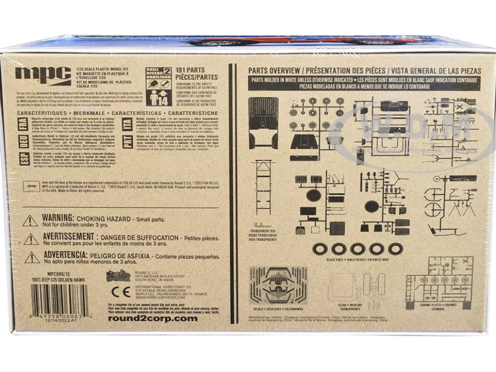 Skill 2 Model Kit 1981 Jeep CJ5 Golden Hawk 1/25 Scale Model Car MPC MPC986