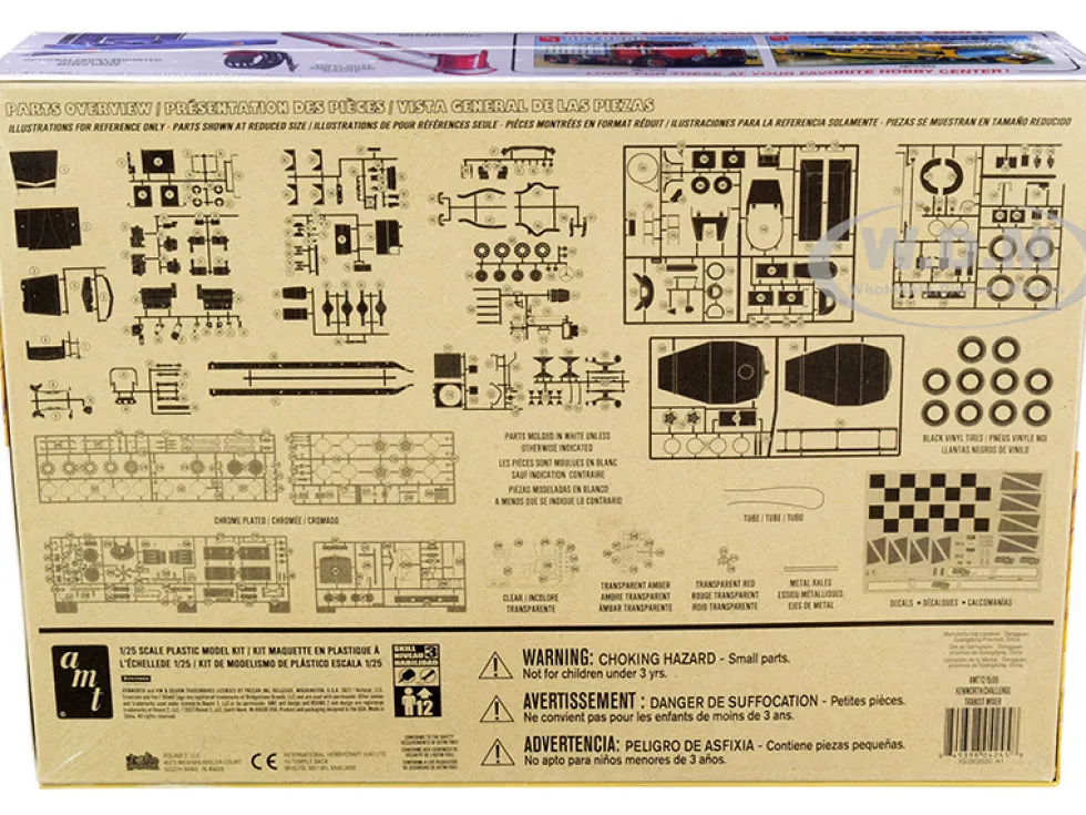 Skill 3 Model Kit Kenworth Challenge Transit Cement Mixer Truck 1/25 Scale Model AMT AMT1215