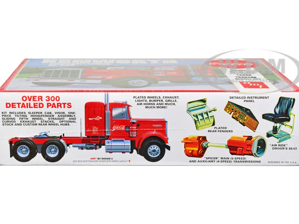 Skill 3 Model Kit Kenworth Conventional W-925 Tractor Truck Coca-Cola 1/25 Scale Model AMT AMT1286