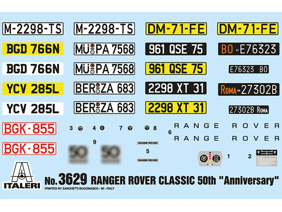 Skill 3 Model Kit Land Rover Range Rover Classic 50th Anniversary 1/24 Scale Model Italeri 3629