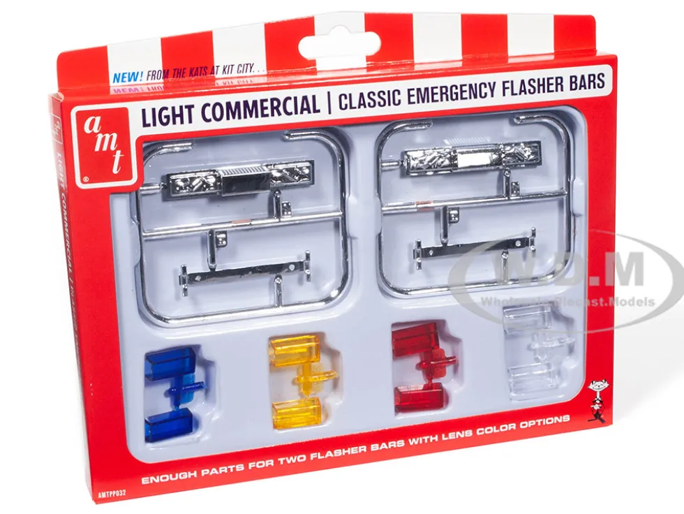 Skill 2 Model Kit Light Commercial Classic Emergency Flasher Bars Set of 10 pieces for 1/25 Scale Model AMT AMTPP032