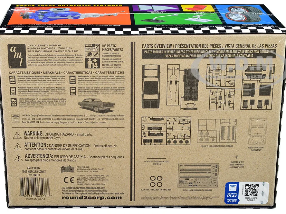 Skill 2 Model Kit 1967 Mercury Comet Cyclone GT 1/25 Scale Model AMT AMT1386