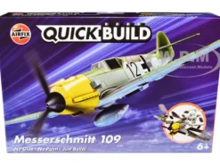 Skill 1 Model Kit Messerschmitt BF109 Snap Together Painted Plastic Model Airplane Kit Airfix Quickbuild J6001