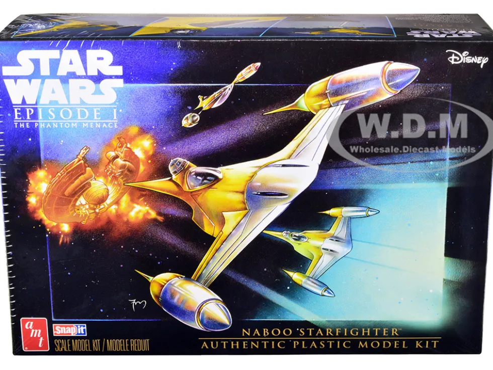 Skill 2 Model Kit Naboo Starfighter Spaceship Star Wars Episode I The Phantom Menace 1999 Movie 1/48 Scale Model AMT AMT1376