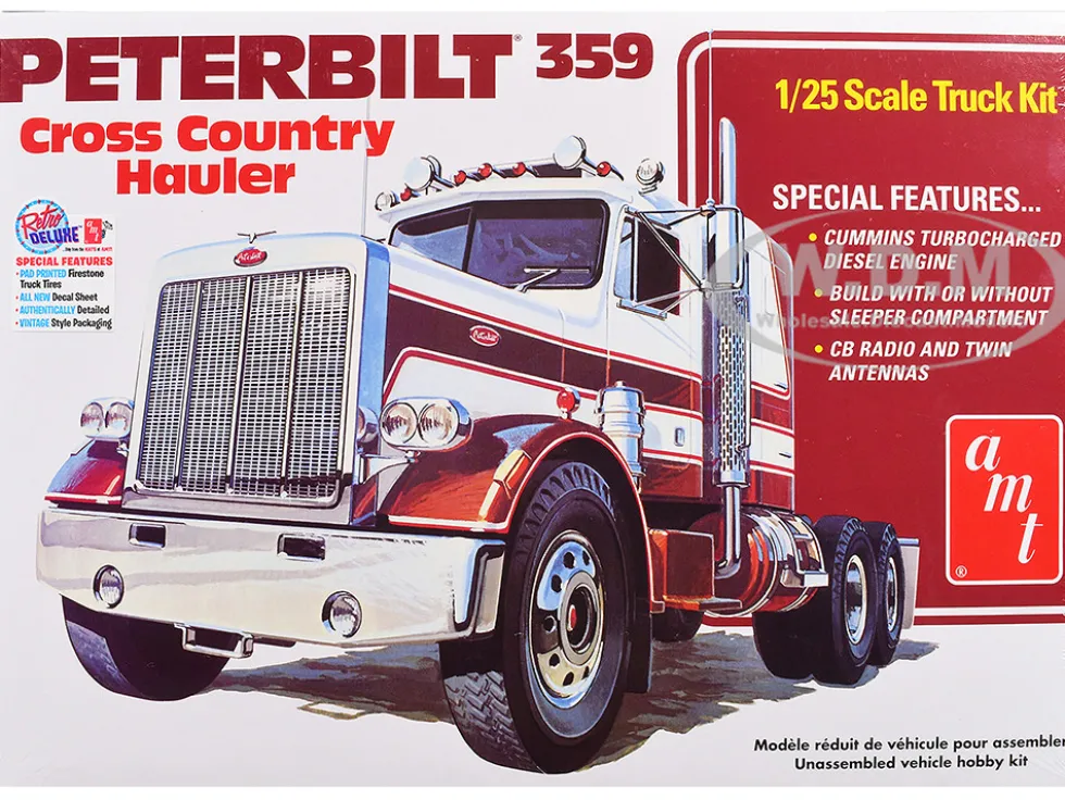 Skill 3 Model Kit Peterbilt 359 "Cross Country Hauler" 1/25 Scale Model by AMT