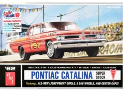 Skill 2 Model Kit 1962 Pontiac Catalina Super Stock 3-in-1 Kit 1/25 Scale Model by AMT