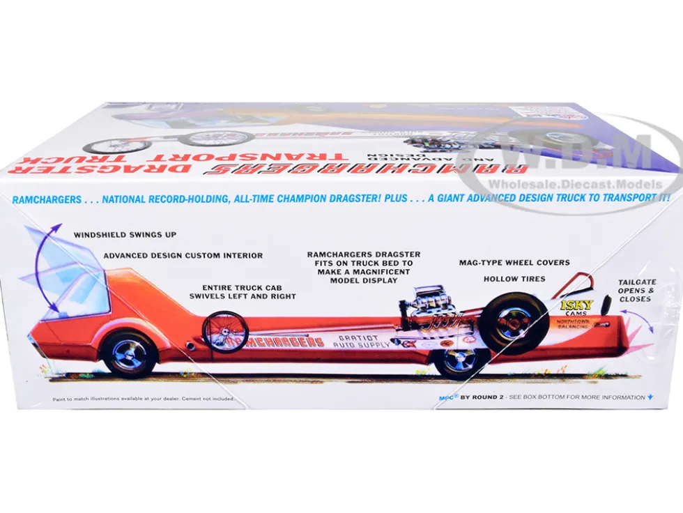 Skill 2 Model Kit Ramchargers Dragster Advanced Design Transport Truck 2 Kits in 1 1/25 Scale Models MPC MPC970