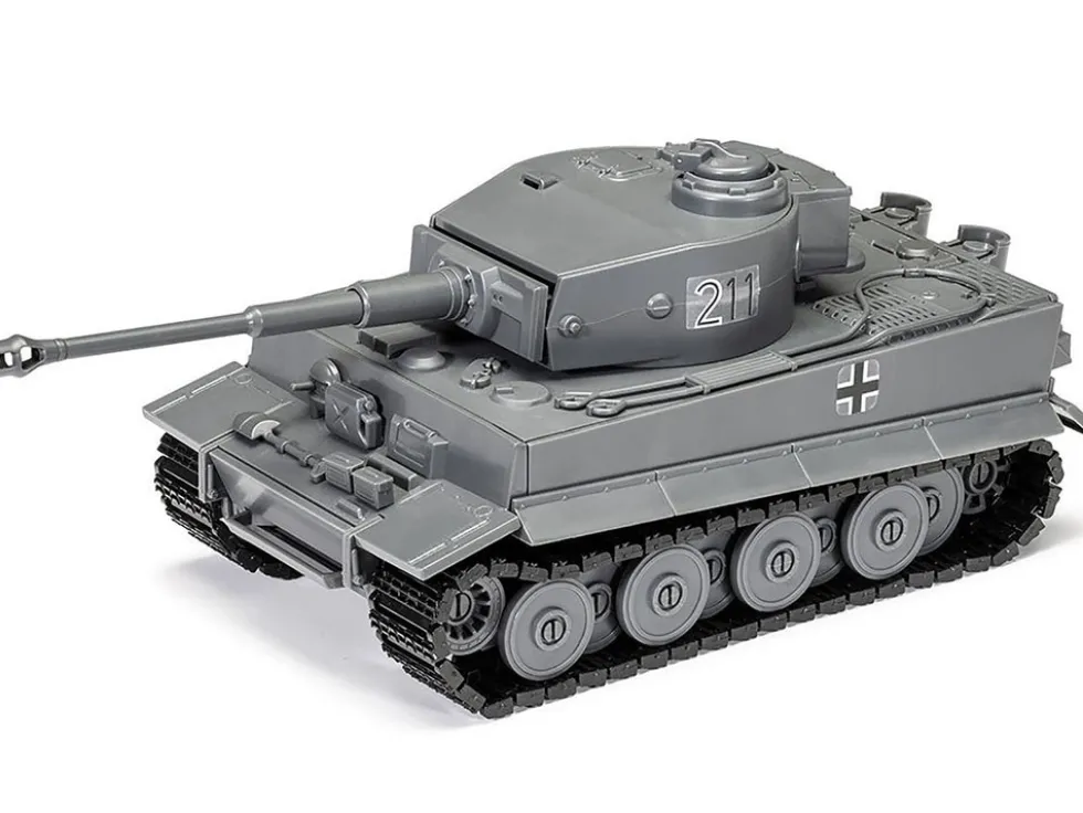 Skill 1 Model Kit Tiger I Tank "German Army" Snap Together Painted Plastic Model Tank Kit 1/35 Scale by Airfix Quickbuild