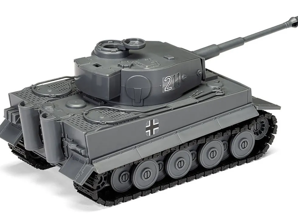 Skill 1 Model Kit Tiger I Tank "German Army" Snap Together Painted Plastic Model Tank Kit 1/35 Scale by Airfix Quickbuild