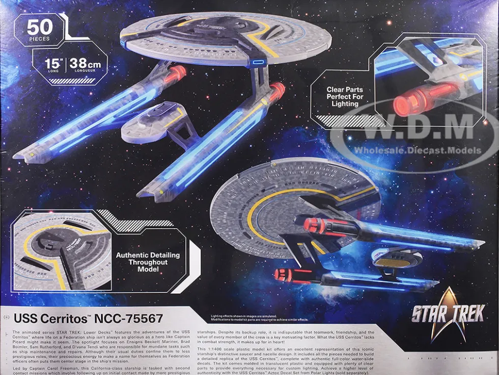 Skill 2 Model Kit USS Cerritos NCC-75567 Spacecraft "Star Trek: Lower Decks" (2020-2024) TV Series 1/1400 Scale Model by Polar Lights