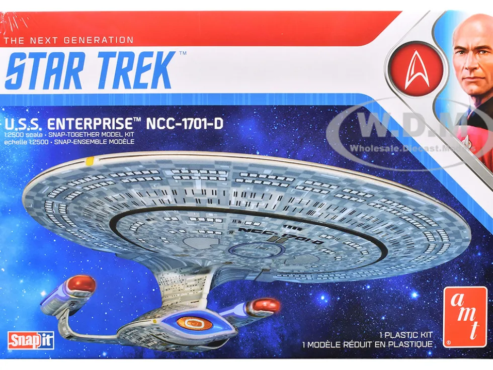 Skill 2 Model Kit U.S.S. Enterprise NCC-1701-D Space Ship "Star Trek: The Next Generation" (1987) TV Series 1/2500 Scale Model by AMT