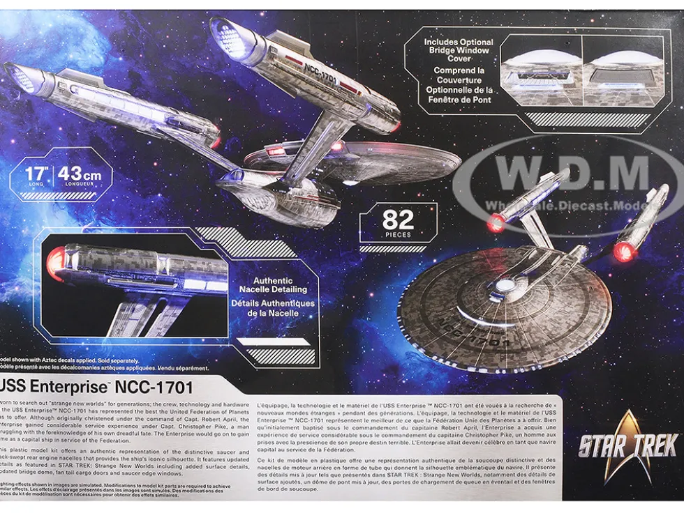 Skill 2 Model Kit USS Enterprise NCC-1701 Spacecraft "Star Trek: Strange New Worlds" (2022-Current) TV Series 1/1000 Scale Model by Polar Lights