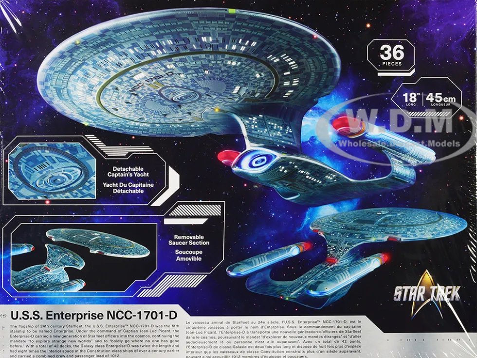 Skill 2 Model Kit U S S Enterprise NCC 1701 D Space Ship Star Trek The Next Generation 1987 1994 TV Series 1/1400 Scale Model AMT AMT1429M