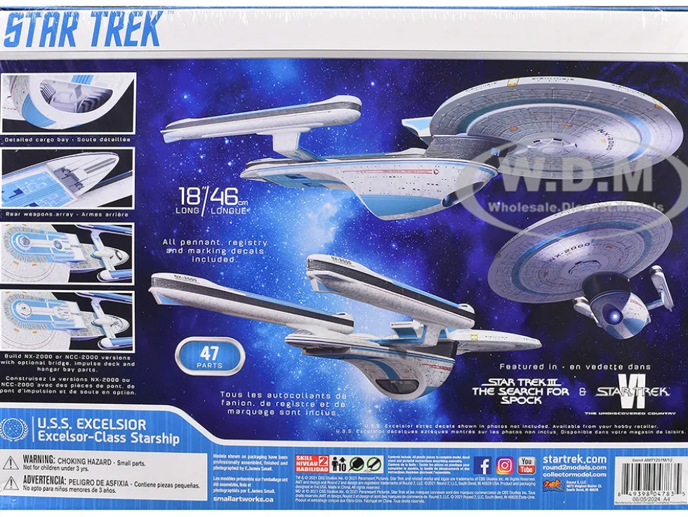 Skill 2 Model Kit U.S.S. Excelsior NX-2000 Space Ship "Star Trek III: The Search for Spock" (1984) Movie 1/1000 Scale Model by AMT