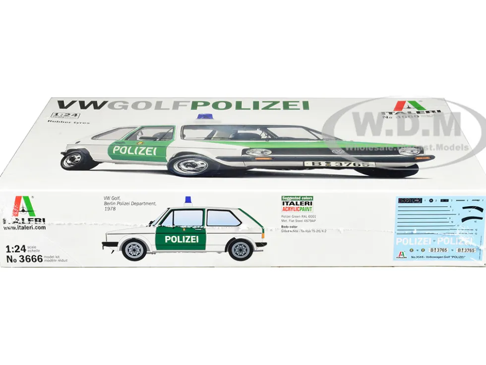 Skill 3 Model Kit 1978 Volkswagen Golf Berlin Polizei Police Department 1/24 Scale Model Italeri 3666